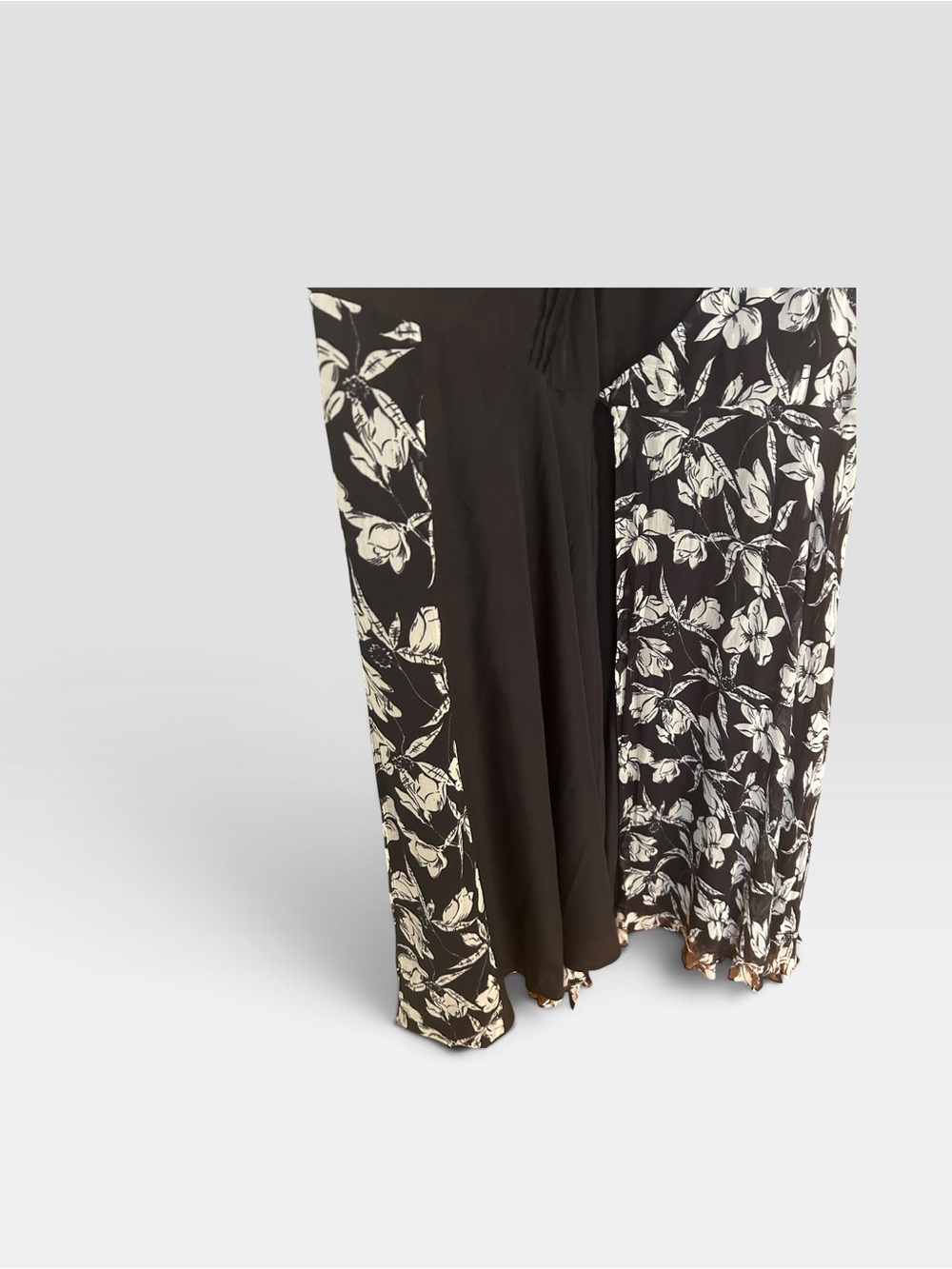 Polo Ralph Lauren Floral Wrap Midi Maxi Dress Black Ivory Size 6 - Picture 5 of 6